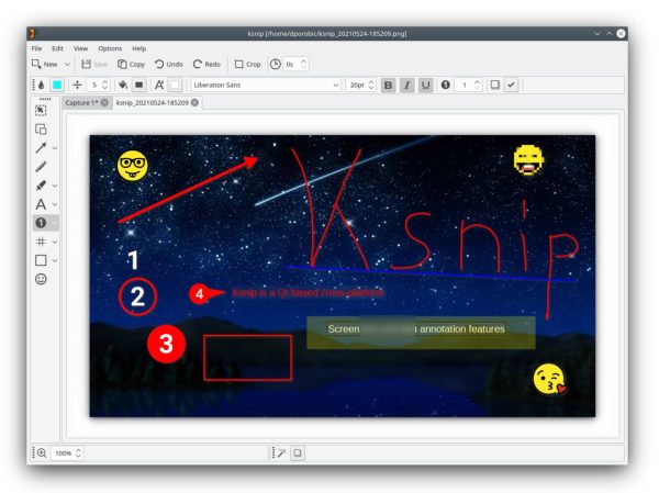 ksnip 截图工具 提供了丰富的截图功能，自定义区域截图划线图标