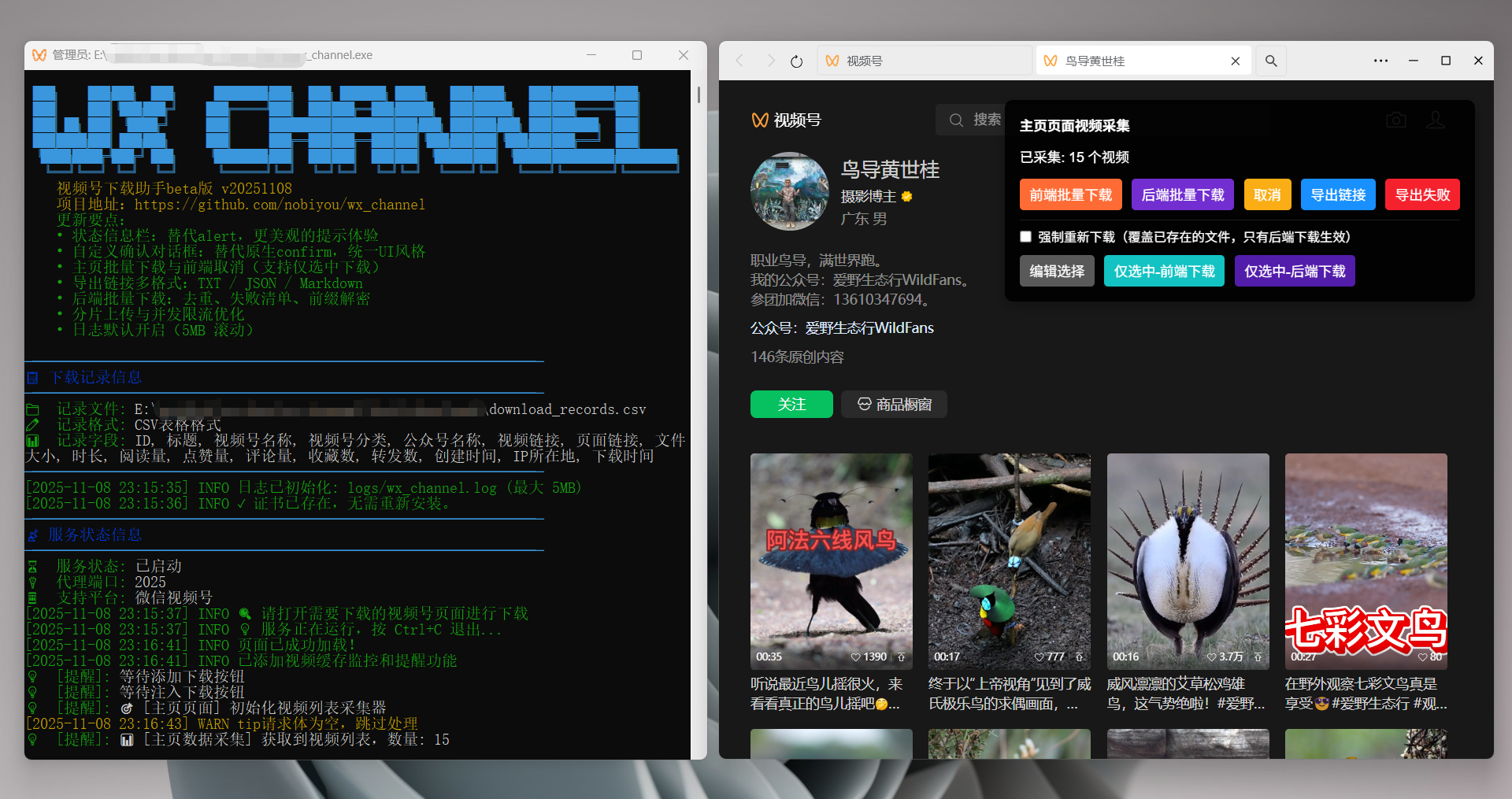 微信视频号批量下载工具 - wx_channel