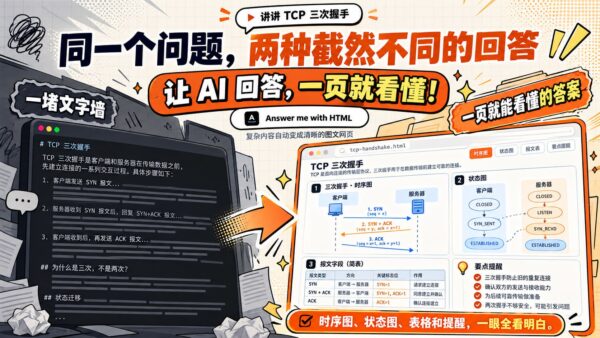 Answer me with HTML：把 AI 的长回答排成一张网页