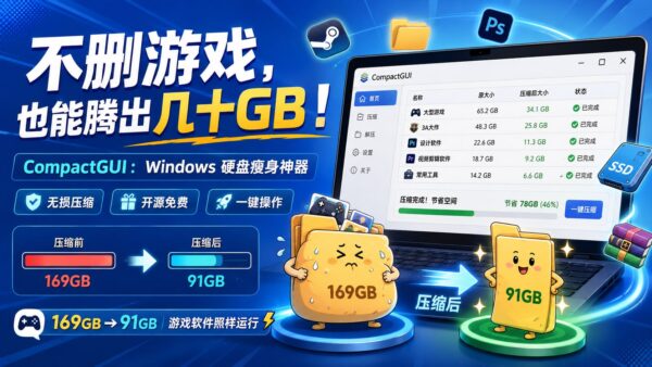 CompactGUI：压缩游戏和软件，腾出硬盘空间