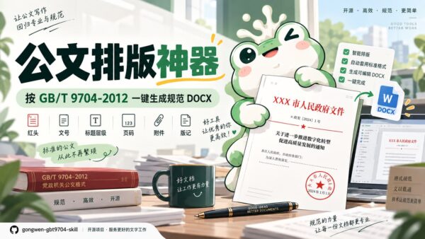 开源公文排版 Skill：把中文材料排成 DOCX